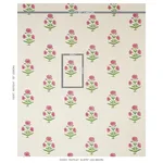 Schumacher 179842 Poppy Hand Block Print Rose & Grass fabric swatch