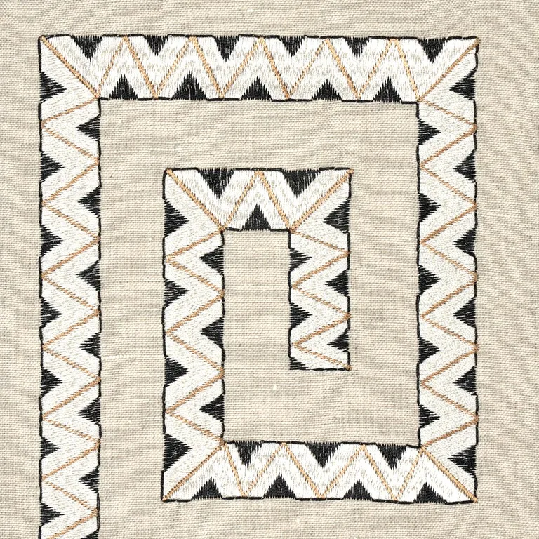 Schumacher 76070 Prado Embroidery Graphite fabric swatch