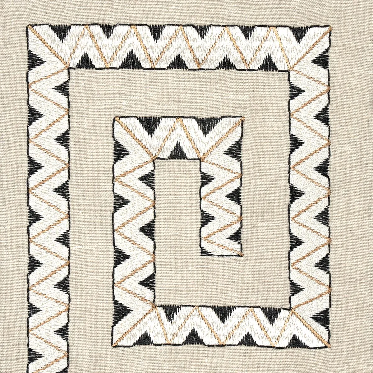 Schumacher 76070 Prado Embroidery Graphite fabric swatch