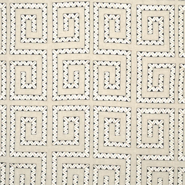 Schumacher 76070 Prado Embroidery Graphite fabric swatch