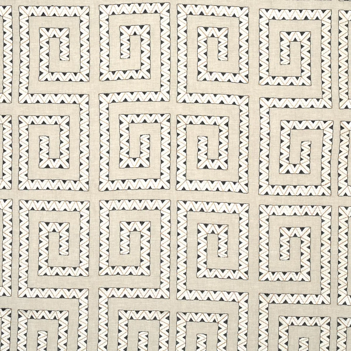 Schumacher 76070 Prado Embroidery Graphite fabric swatch