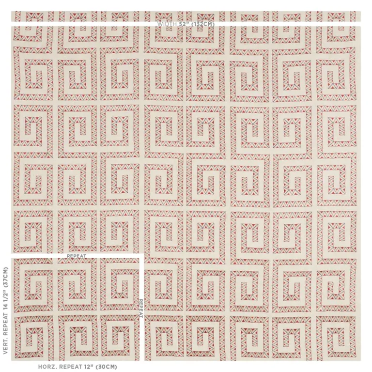 Schumacher 76072 Prado Embroidery Red fabric swatch