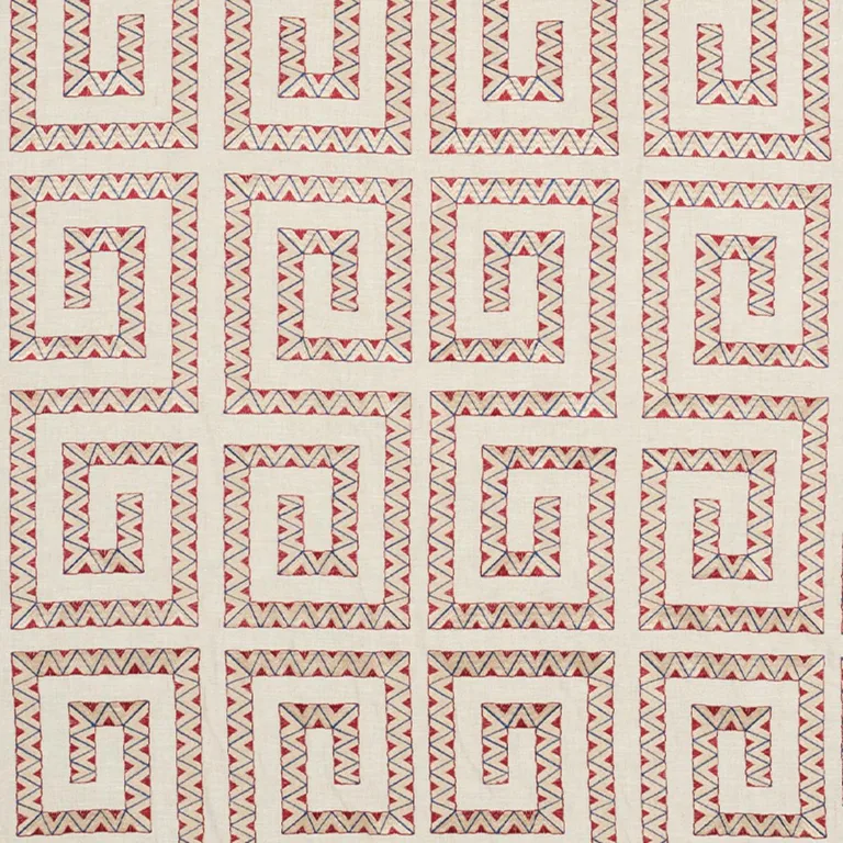 Schumacher 76072 Prado Embroidery Red fabric swatch