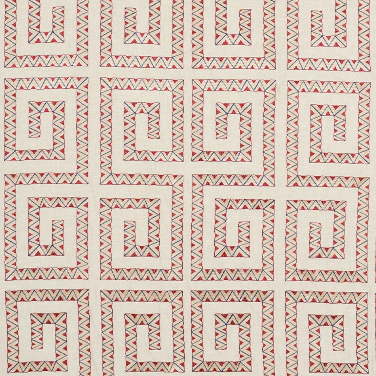 Schumacher 76072 Prado Embroidery Red fabric swatch