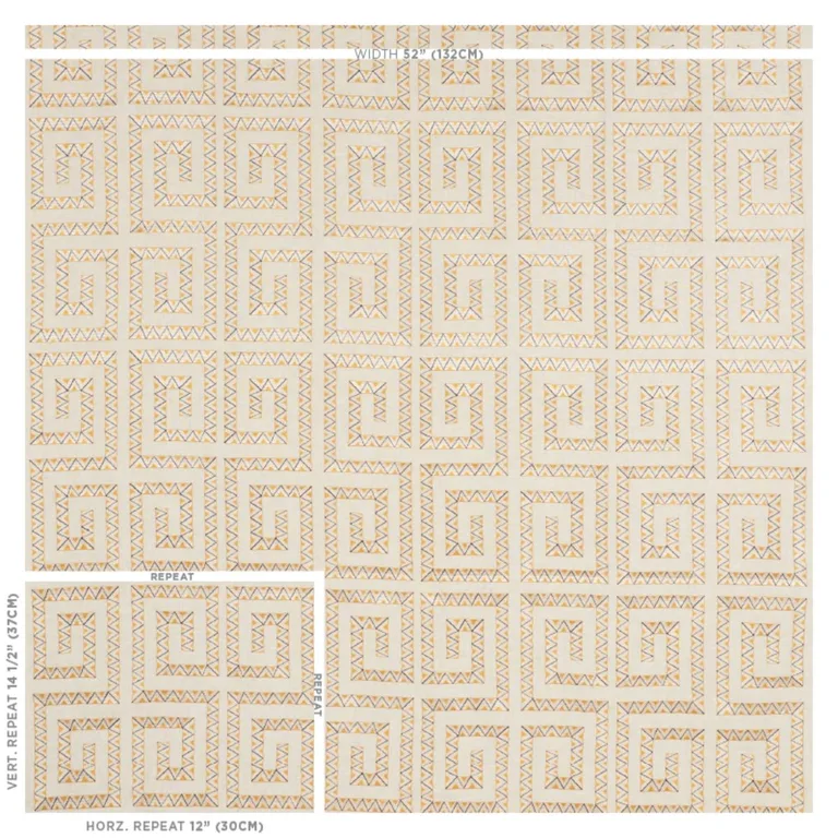 Schumacher 76071 Prado Embroidery Saffron fabric swatch