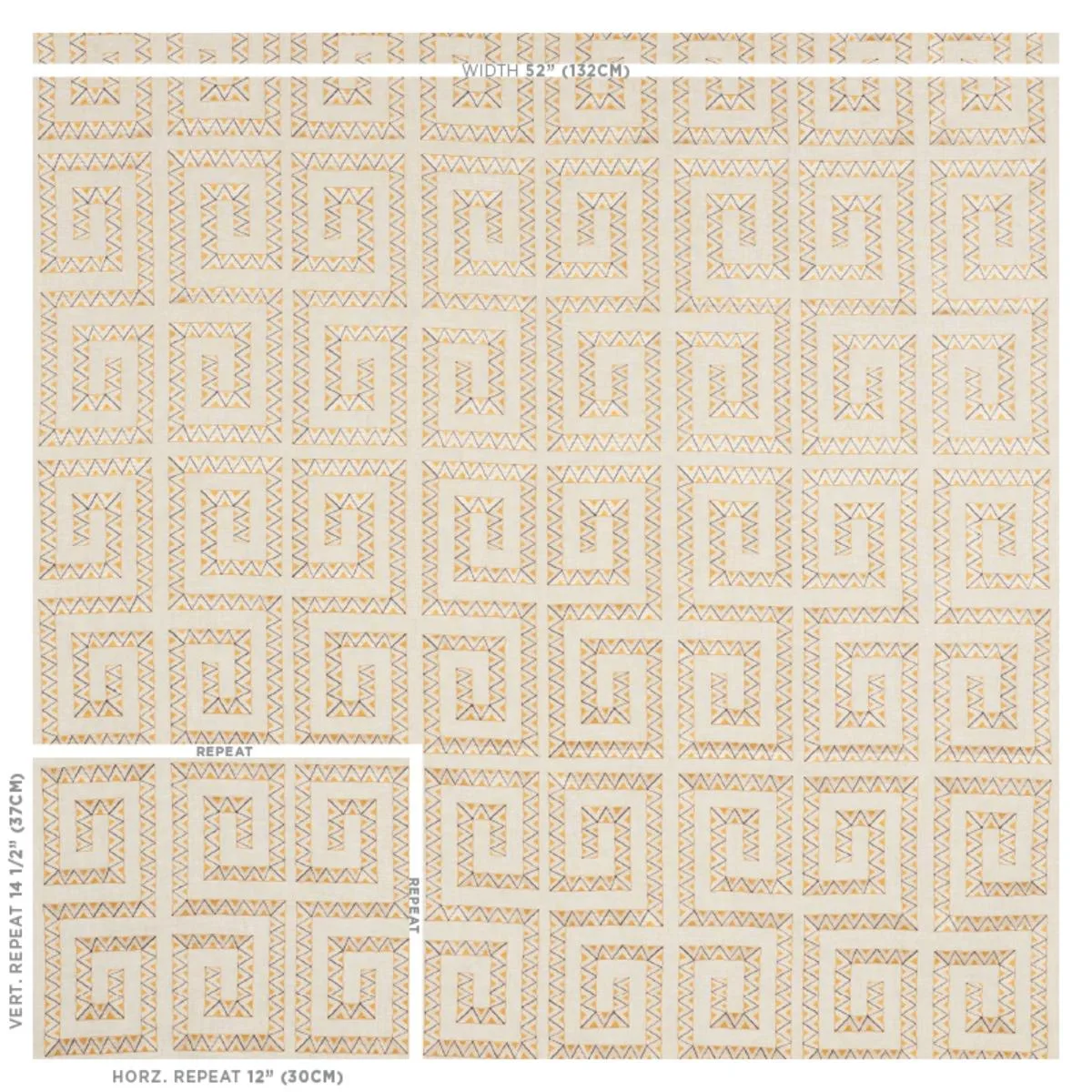 Schumacher 76071 Prado Embroidery Saffron fabric swatch