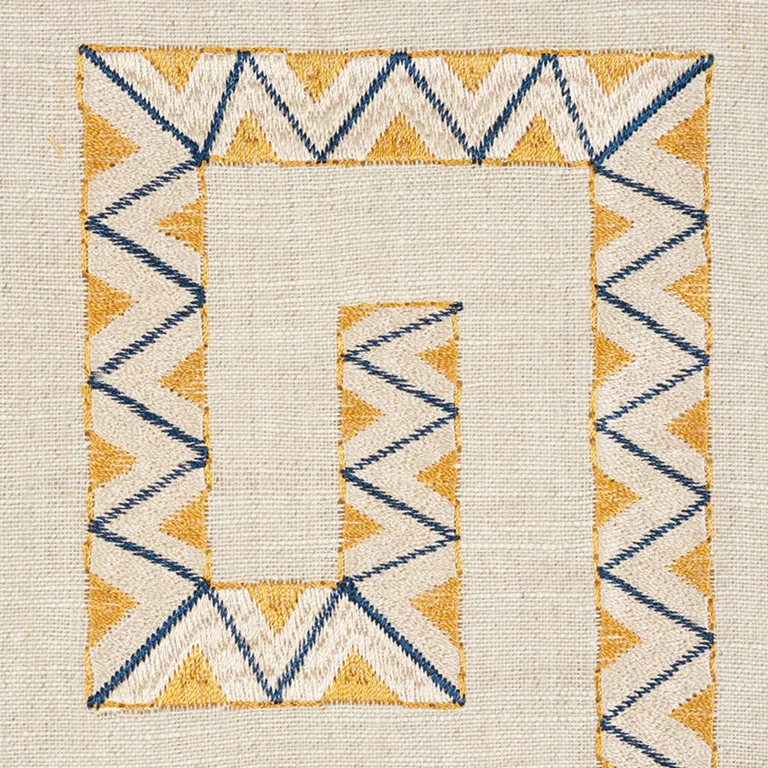 Schumacher 76071 Prado Embroidery Saffron fabric swatch