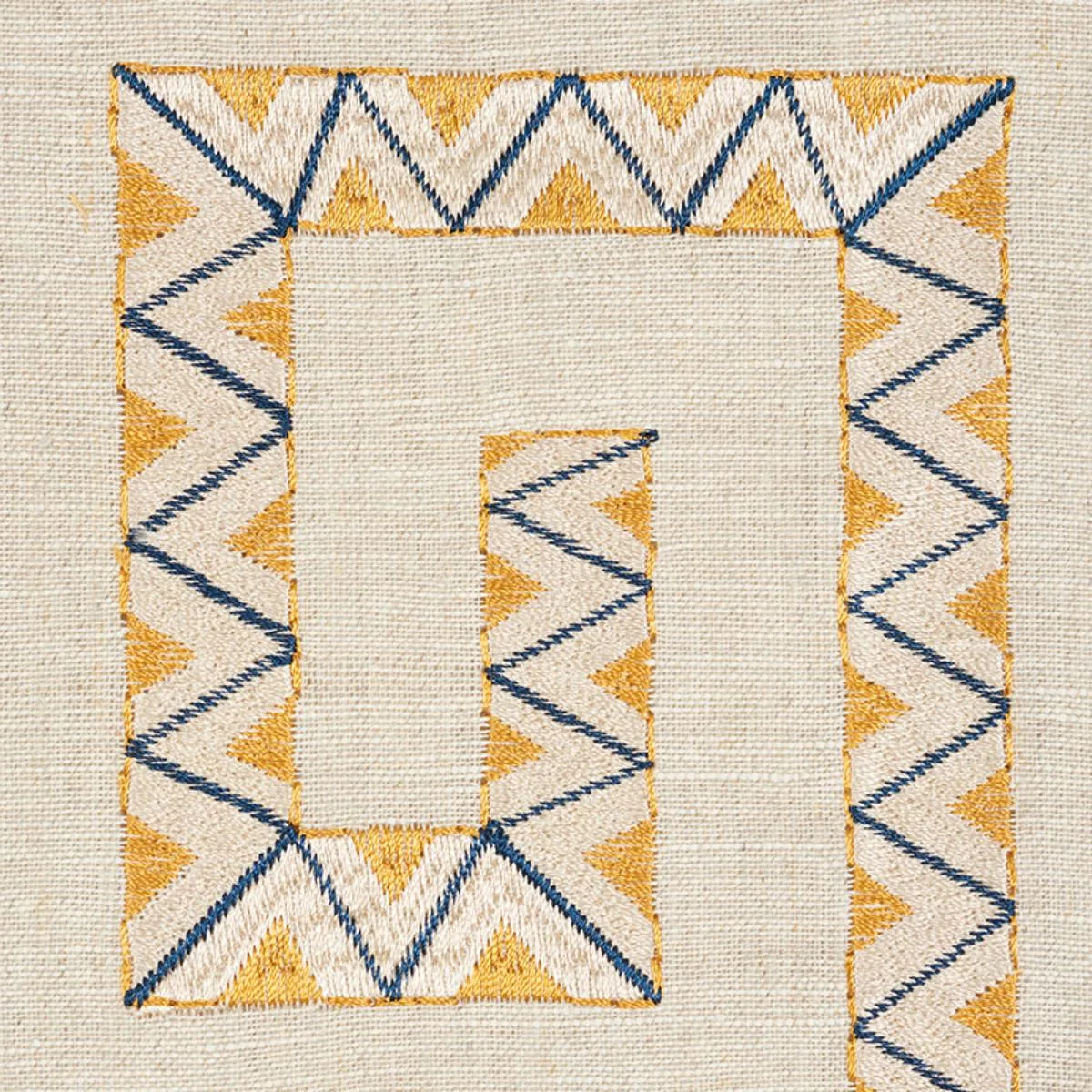 Schumacher 76071 Prado Embroidery Saffron fabric swatch