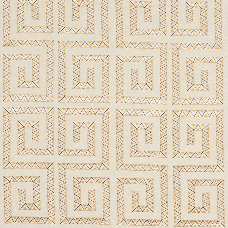 Schumacher 76071 Prado Embroidery Saffron fabric swatch