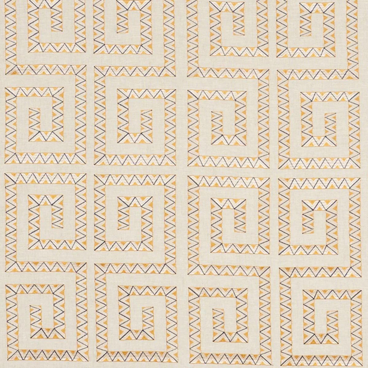 Schumacher 76071 Prado Embroidery Saffron fabric swatch