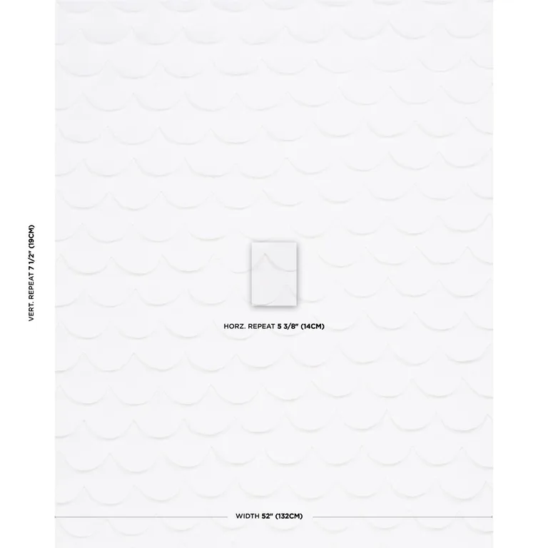 Schumacher 84400 Prep School Hand Pieced Scallop White fabric swatch