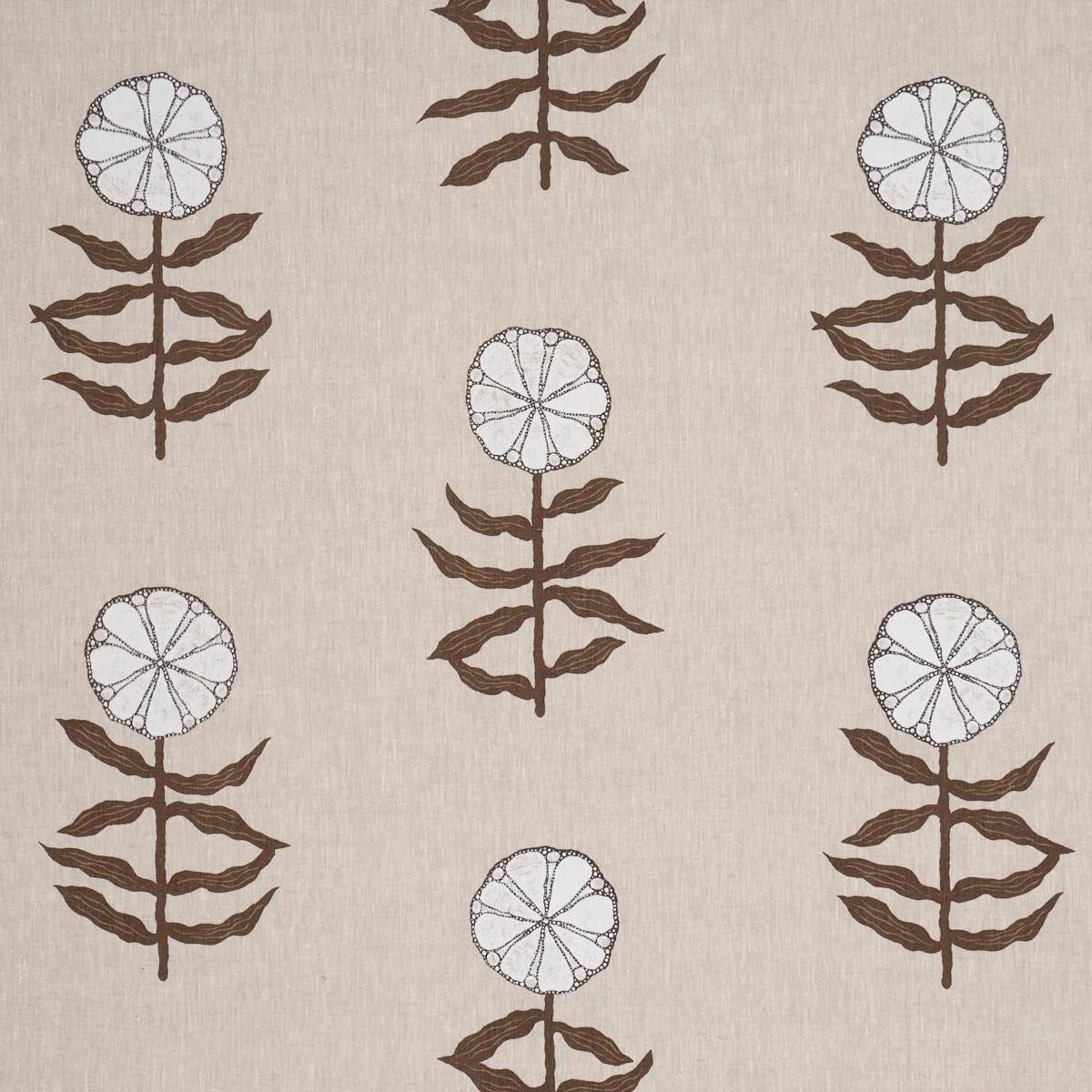 Schumacher 183150 Pretty Petals Screen Print Birch fabric swatch