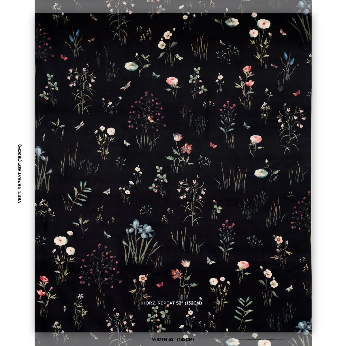 Schumacher 82540 Primavera Velvet Black fabric swatch