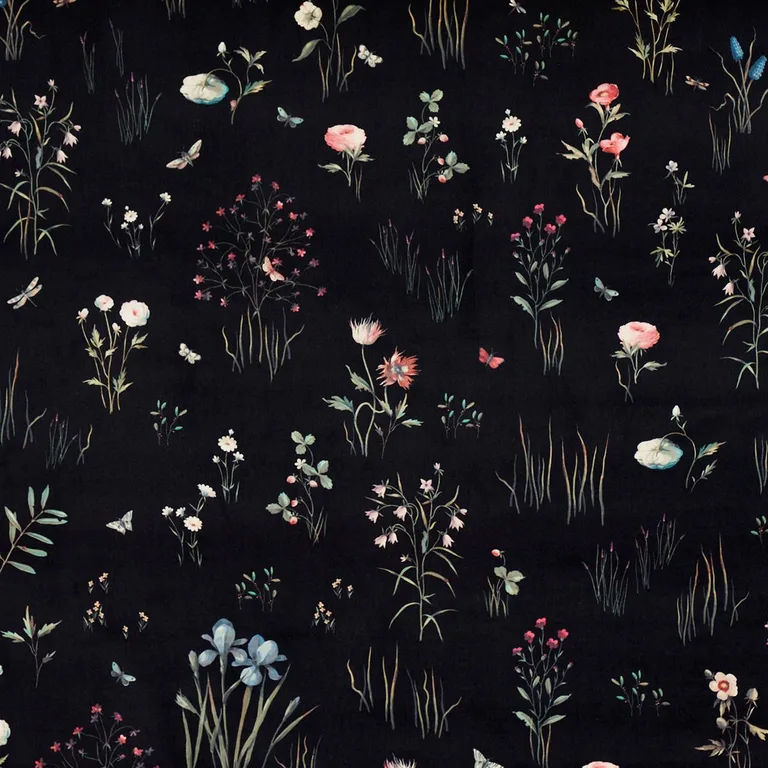 Schumacher 82540 Primavera Velvet Black fabric swatch