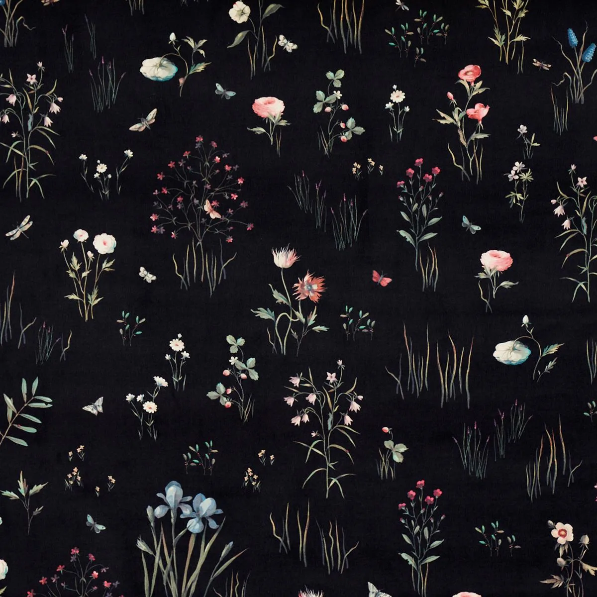 Schumacher 82540 Primavera Velvet Black fabric swatch
