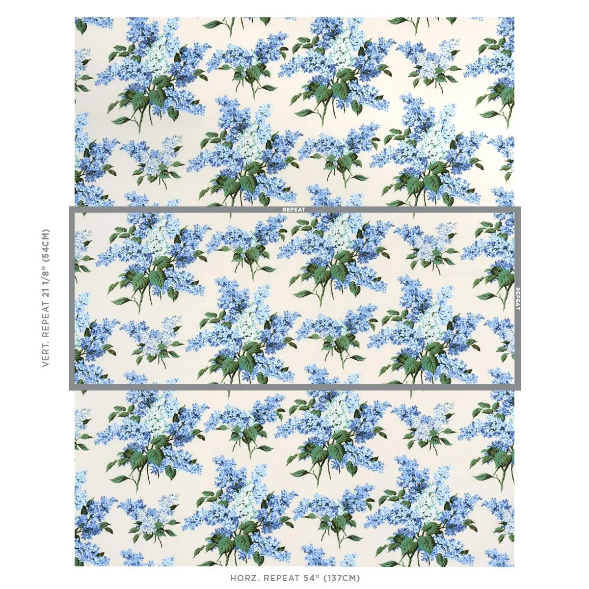 Schumacher 180620 Proust's Lilacs Blue fabric swatch