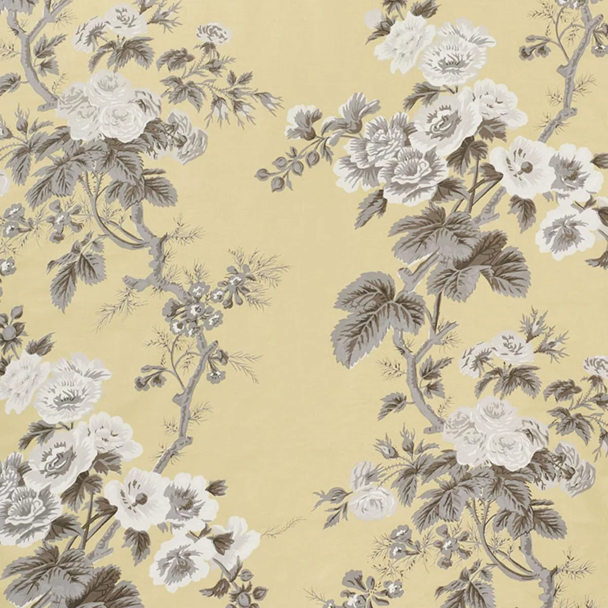Schumacher 174456 Pyne Hollyhock Buttercup fabric swatch