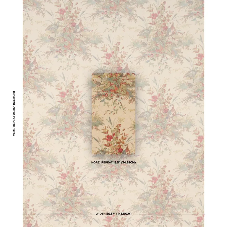 Schumacher 1106043 Quail Meadow Autumn fabric swatch