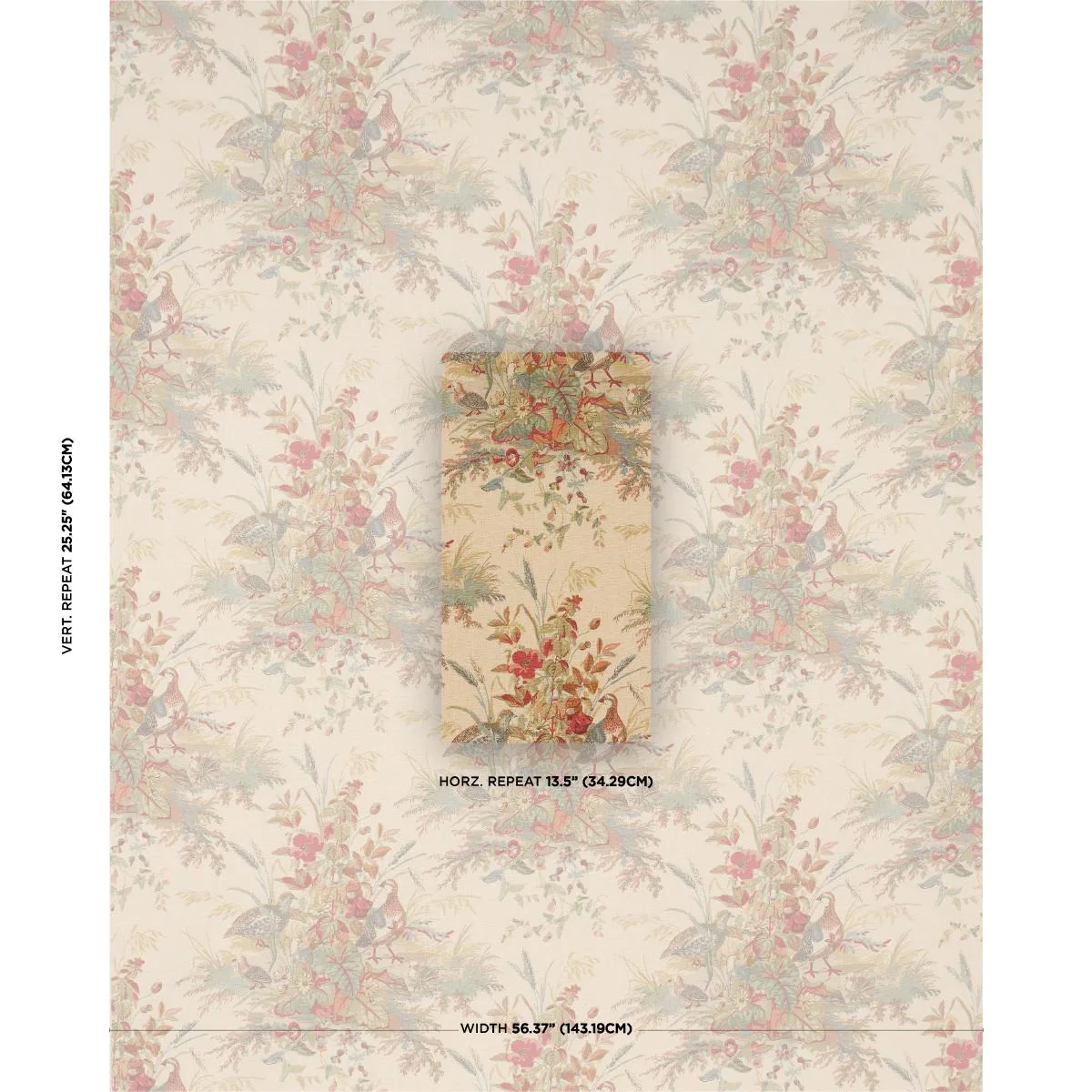 Schumacher 1106043 Quail Meadow Autumn fabric swatch