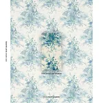 Schumacher 1106044 Quail Meadow Peacock fabric swatch