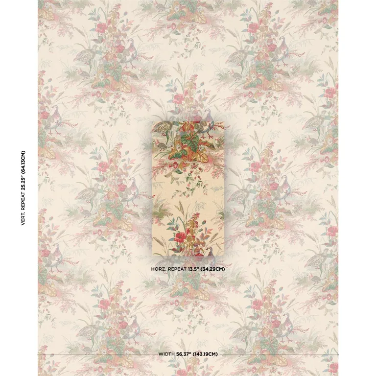 Schumacher 1106032 Quail Meadow Summer fabric swatch