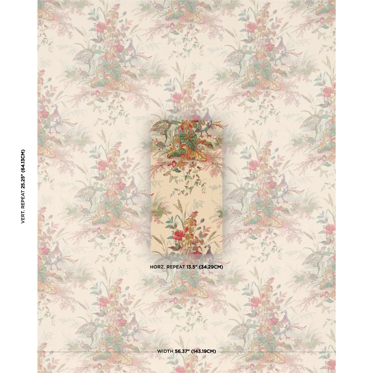 Schumacher 1106032 Quail Meadow Summer fabric swatch