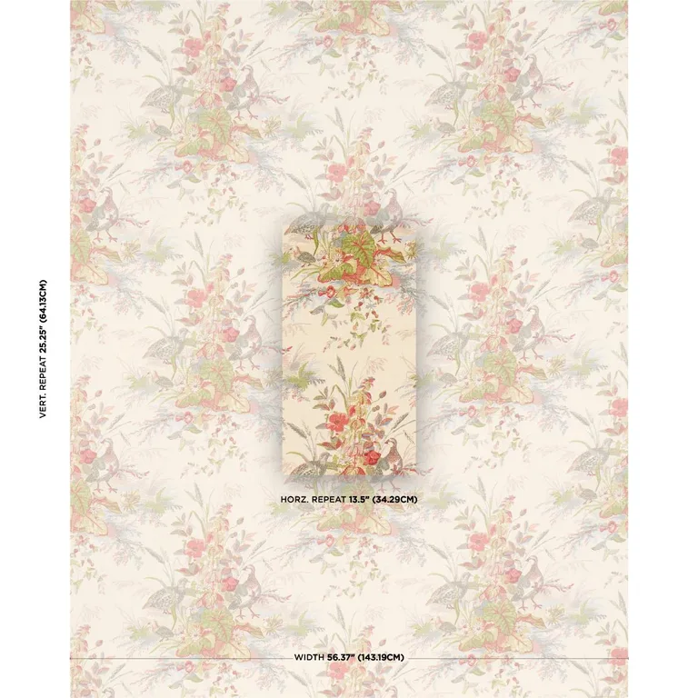 Schumacher 1106021 Quail Meadow Winter fabric swatch