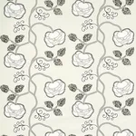 Schumacher 179541 Queen Fruit Chintz Ebony Ivory fabric swatch
