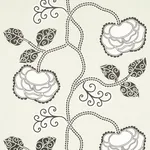 Schumacher 179541 Queen Fruit Chintz Ebony Ivory fabric swatch