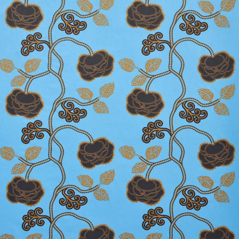 Schumacher 179542 Queen Fruit Chintz Lapis fabric swatch