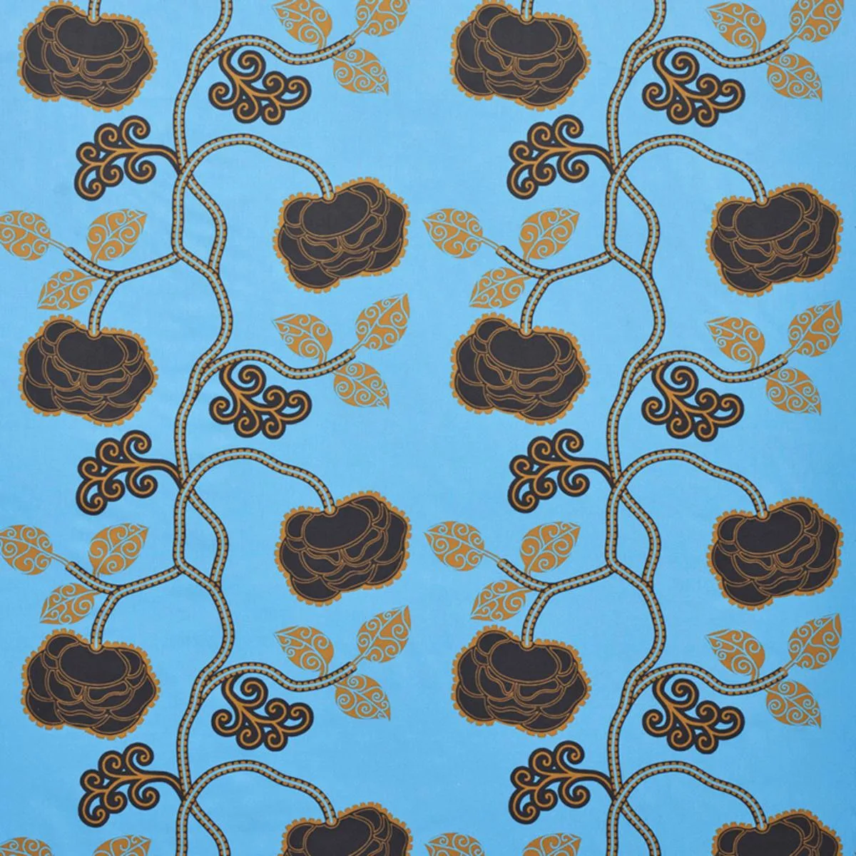 Schumacher 179542 Queen Fruit Chintz Lapis fabric swatch