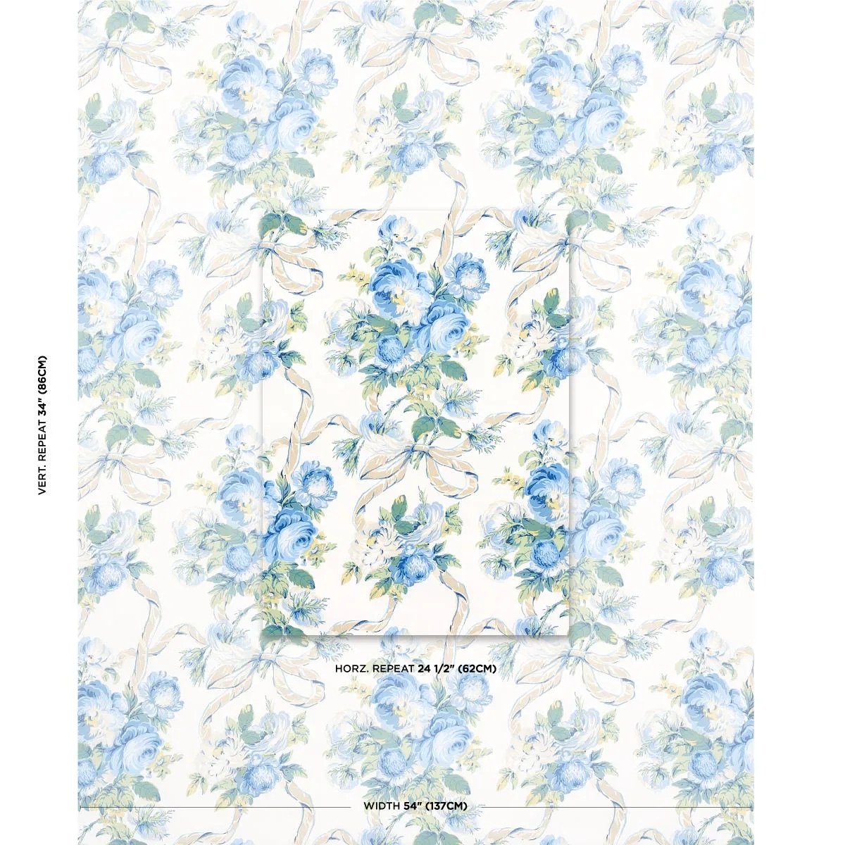 Schumacher 180810 Queenies Floral Chintz Porcelain fabric swatch