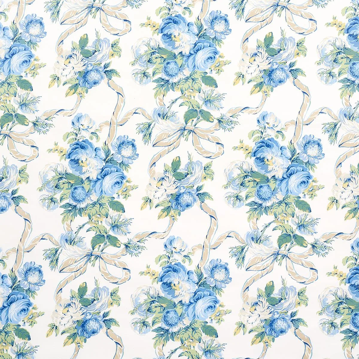 Schumacher 180810 Queenies Floral Chintz Porcelain fabric swatch