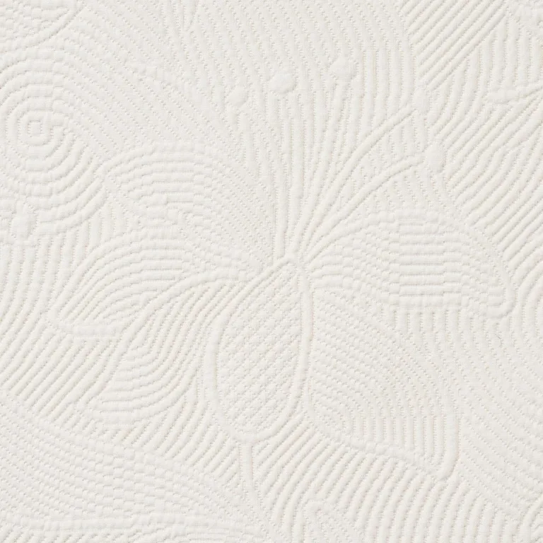 Schumacher 81590 Quilted Scroll Matelassé Ivory fabric swatch