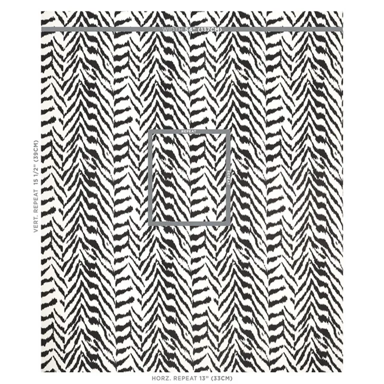 Schumacher 179410 Quincy Hand Print Black fabric swatch