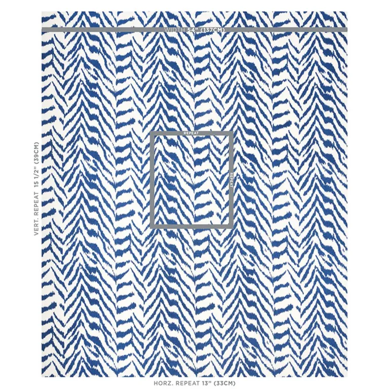 Schumacher 179412 Quincy Hand Print Blue fabric swatch