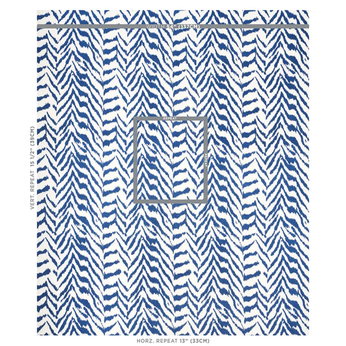 Schumacher 179412 Quincy Hand Print Blue fabric swatch