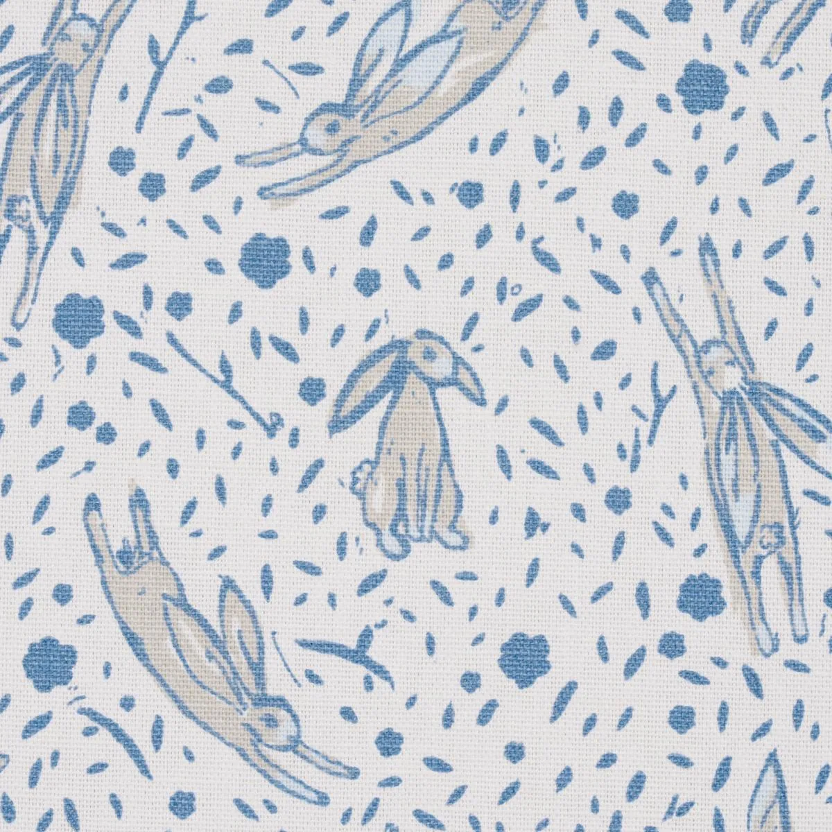 Schumacher 180440 Rabbit High Performance Print Blue fabric swatch