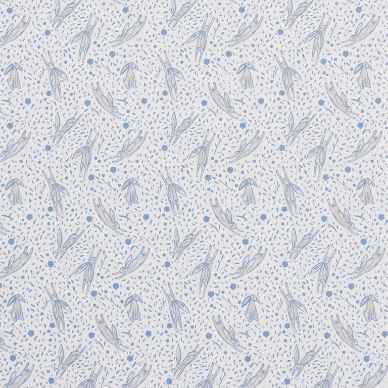 Schumacher 180440 Rabbit High Performance Print Blue fabric swatch