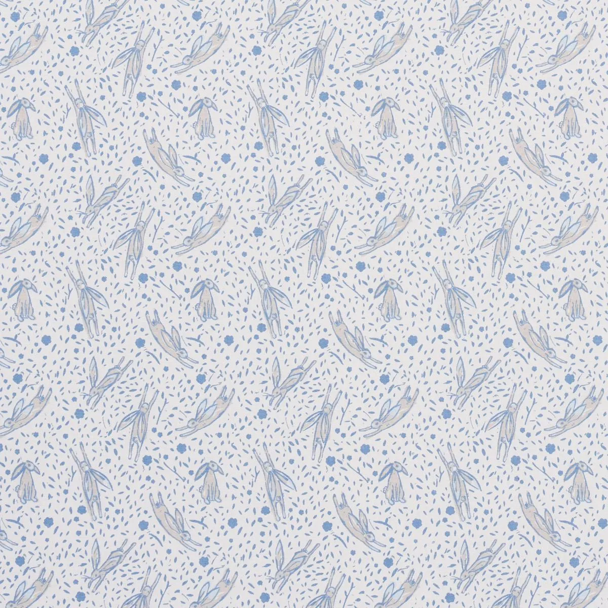 Schumacher 180440 Rabbit High Performance Print Blue fabric swatch