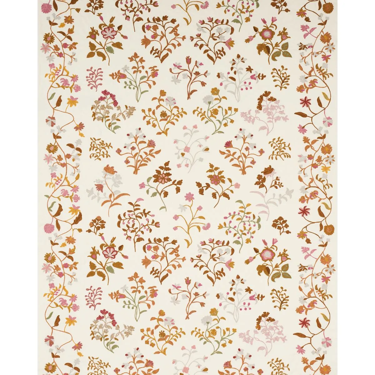 Schumacher 81430 Raleigh Crewel Embroidery Autumn fabric swatch