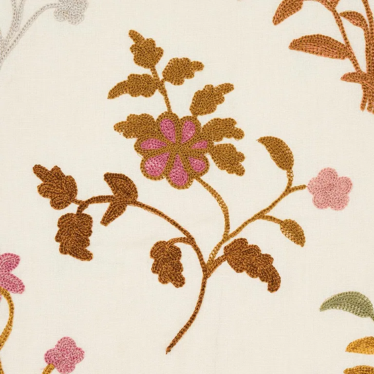 Schumacher 81430 Raleigh Crewel Embroidery Autumn fabric swatch