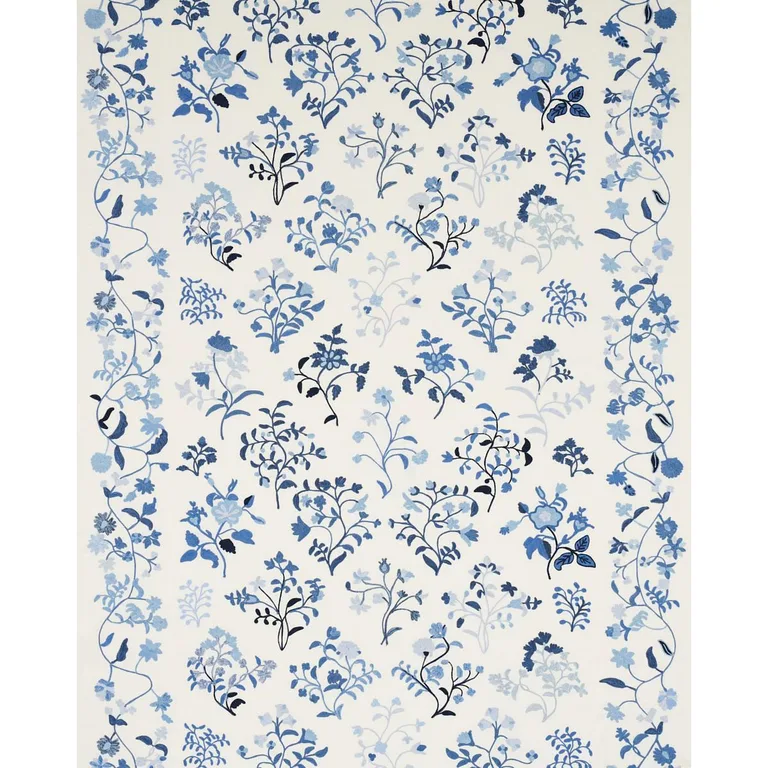 Schumacher 81431 Raleigh Crewel Embroidery Cornflower fabric swatch