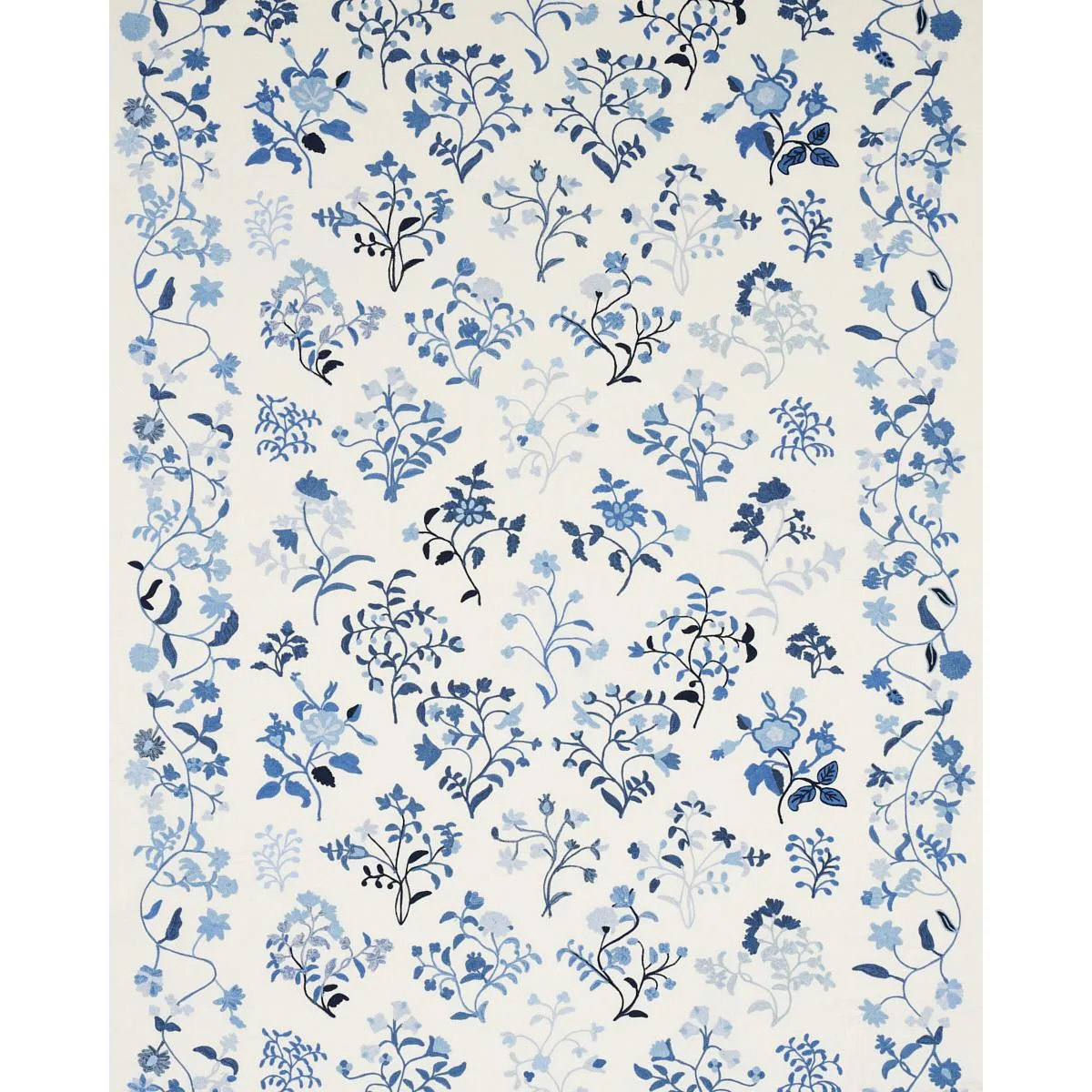 Schumacher 81431 Raleigh Crewel Embroidery Cornflower fabric swatch