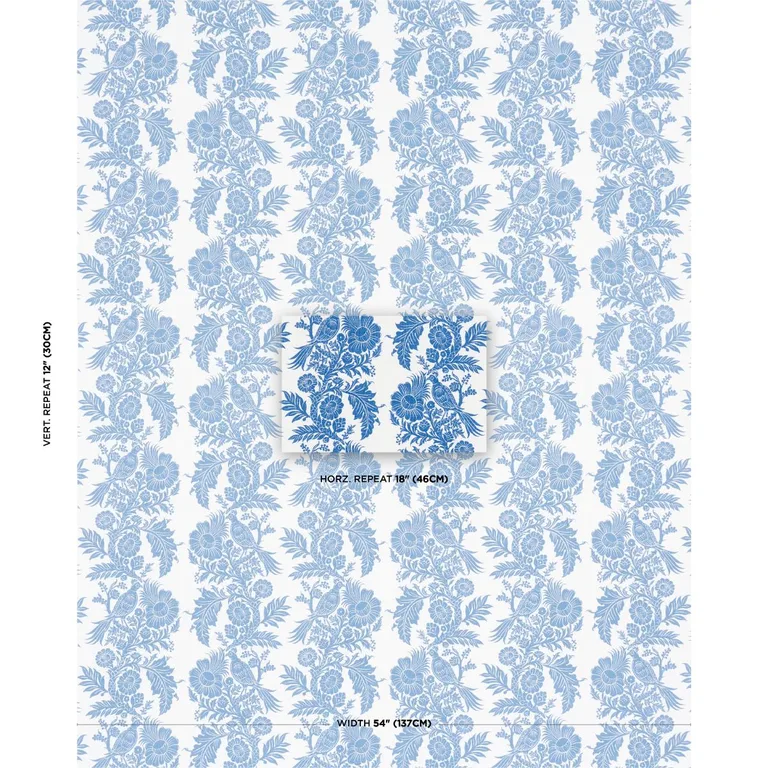 Schumacher 182531 Raven Woods Blue fabric swatch