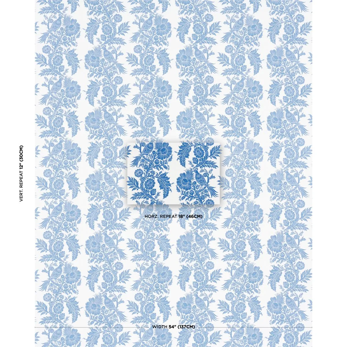 Schumacher 182531 Raven Woods Blue fabric swatch