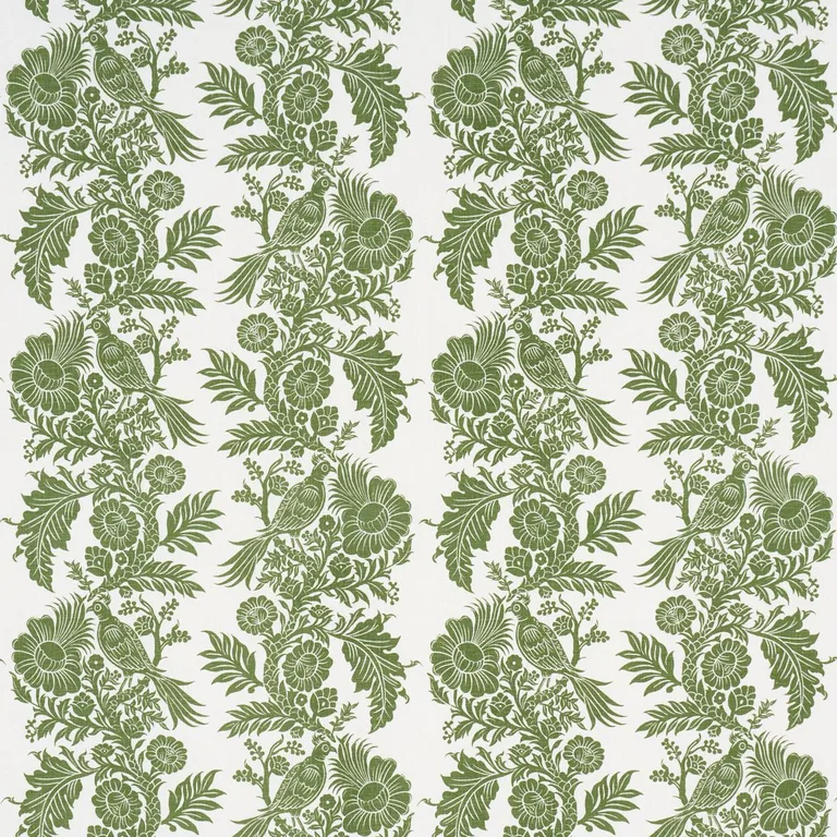 Schumacher 182530 Raven Woods Green fabric swatch