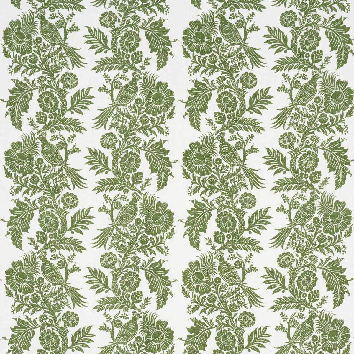 Schumacher 182530 Raven Woods Green fabric swatch