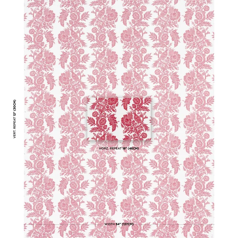 Schumacher 182532 Raven Woods Red fabric swatch