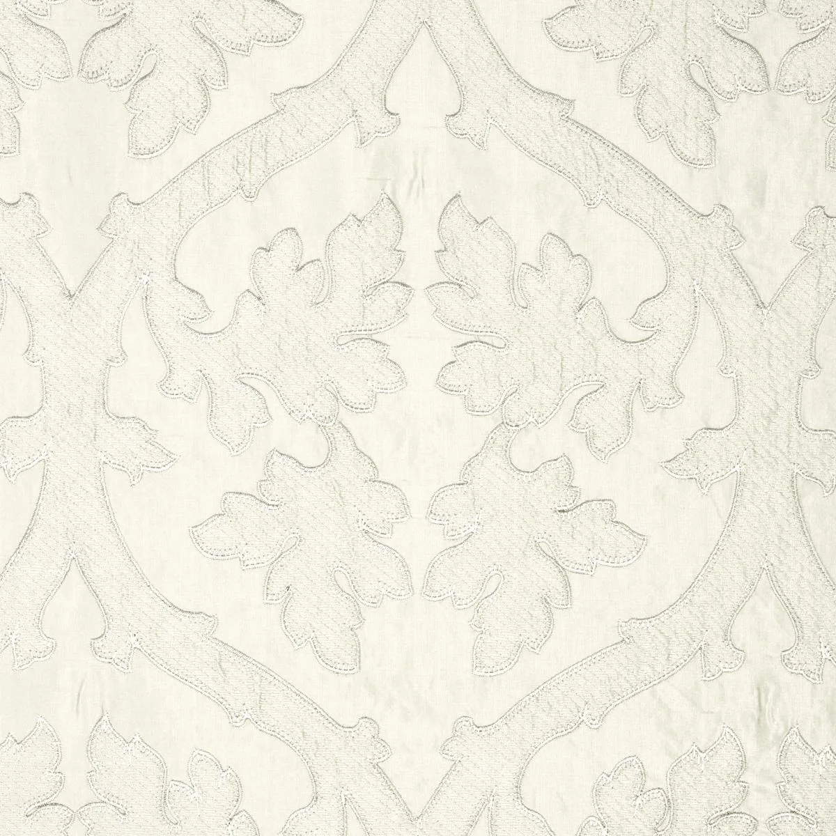 Schumacher 64743 Ravenna Embroidery Silver fabric swatch